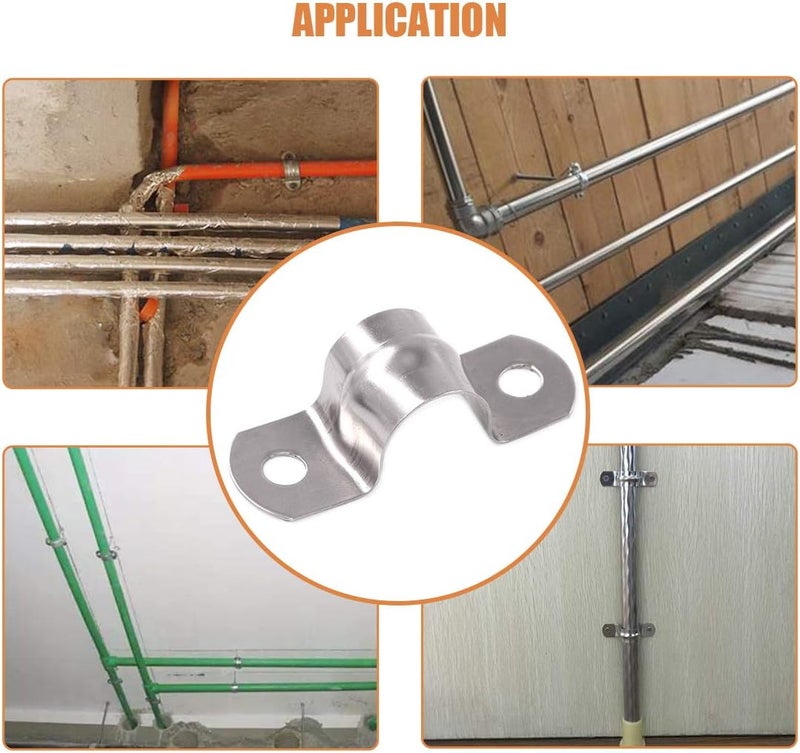 Keadic 30Pcs M16 Two Hole Strap U Bracket Tube Strap Tension Clips Stainless Steel Heavy Duty Rigid Pipe Strap Clamp, for Pipe Fixing on Various Surfaces and Support Structures - Image 4